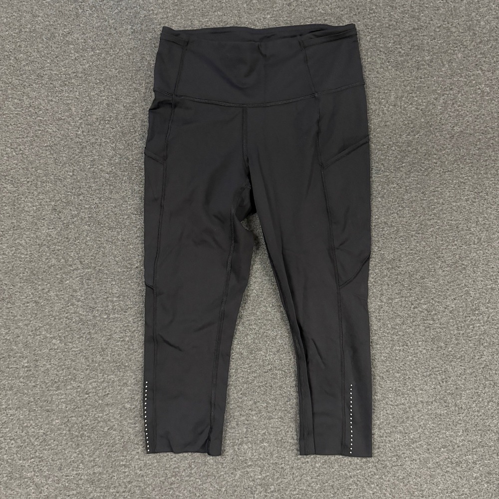Lululemon Cropped Leggings Women 4 Black Good Reflective Pocket Activewear